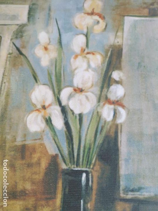 Segunda mano: Cuadro lienzo sobre bastidor. Flores y pera. 51x30 - Foto 3