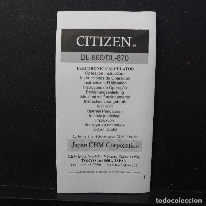 Segunda mano: CALCULADORA CITIZEN DL-860 NUEVA SIN USAR EN SU CAJA - Foto 8
