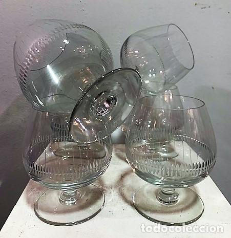 Segunda mano: 6 copas de brandy de cristal tallado - Foto 1