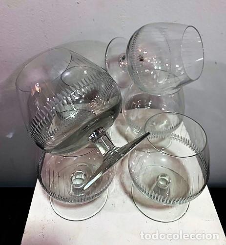 Segunda mano: 6 copas de brandy de cristal tallado - Foto 2