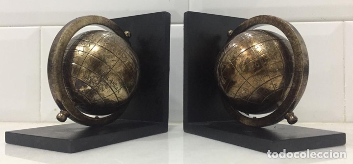 Segunda mano: PRECIOSOS SUJETALIBROS GLOBOS TERR&Aacute;QUEOS EN METAL - Foto 5