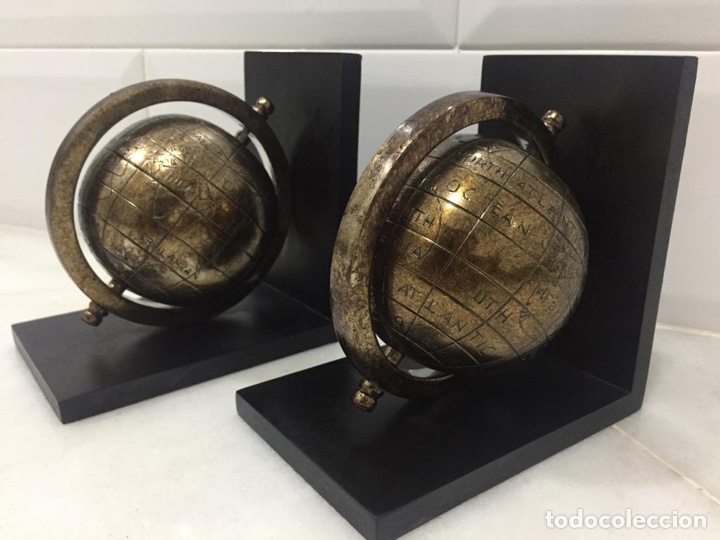 Segunda mano: PRECIOSOS SUJETALIBROS GLOBOS TERR&Aacute;QUEOS EN METAL - Foto 6