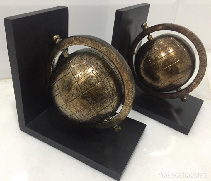 Segunda mano: PRECIOSOS SUJETALIBROS GLOBOS TERR&Aacute;QUEOS EN METAL - Foto 7