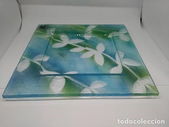 Segunda mano: Bandeja Cristal Decorado Hojas - Foto 1