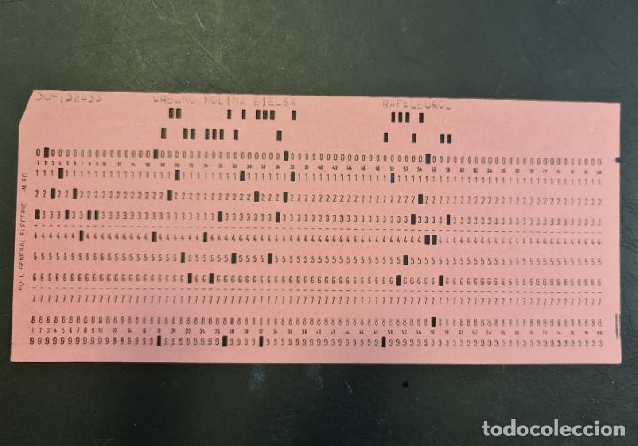 Segunda Mano: Tarjeta perforada BULL-GENERAL ELECTRIC M80. PERFORADA. Color rosa. Lote de 5. - TP