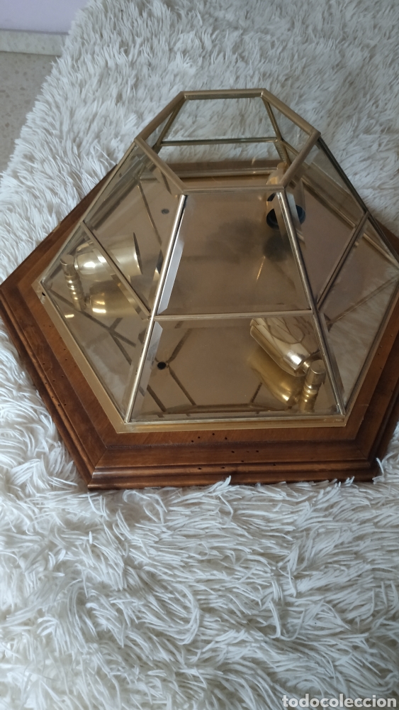 Segunda mano: Lampara hexagonal de cristal y madera,tipo granadino. grande - Foto 2