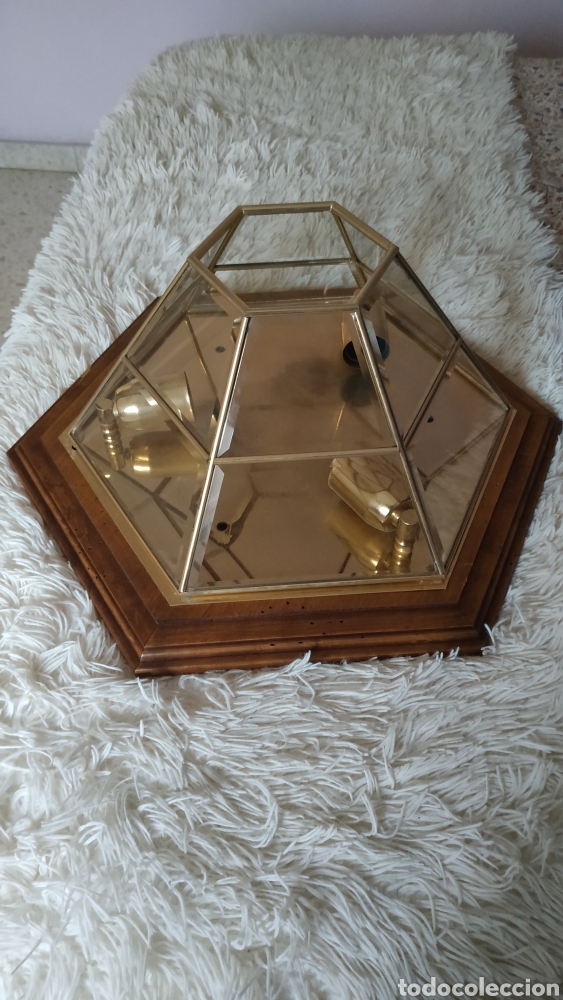 Segunda mano: Lampara hexagonal de cristal y madera,tipo granadino. grande - Foto 3