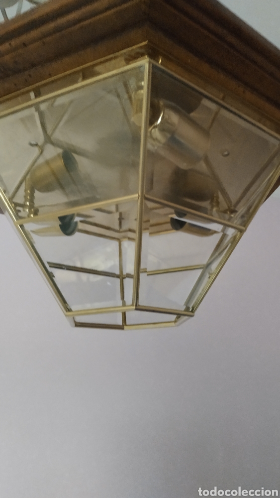 Segunda mano: Lampara hexagonal de cristal y madera,tipo granadino. grande - Foto 5