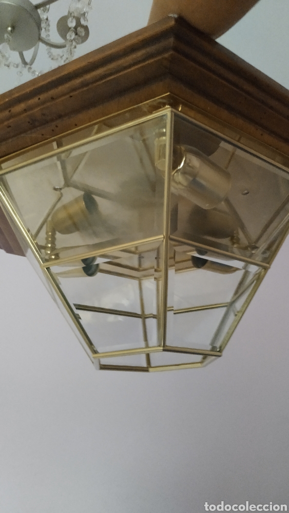 Segunda mano: Lampara hexagonal de cristal y madera,tipo granadino. grande - Foto 6