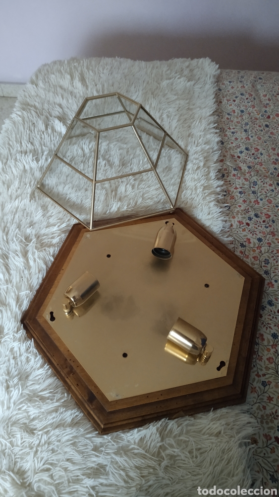 Segunda mano: Lampara hexagonal de cristal y madera,tipo granadino. grande - Foto 9