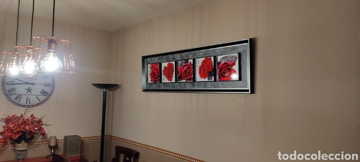 Segunda mano: Cuadro decorativo rosas, marco negro. - Foto 2