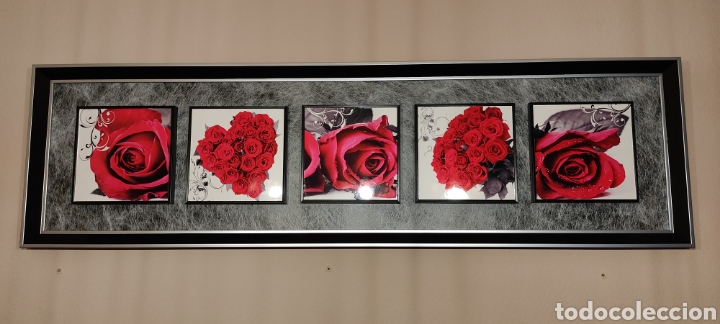 Segunda mano: Cuadro decorativo rosas, marco negro. - Foto 1