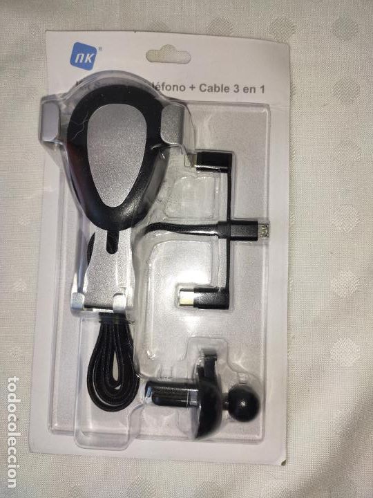 Segunda mano: KIT SOPORTE TELEFONO COCHE + CABLE 3 EN 1 - SIN ESTRENAR - Foto 1