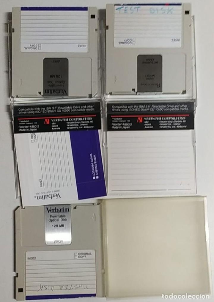 Segunda mano: 3 diskettes (Verbatim y otra marca) de 3.5 pulgadas (Rewritable Optical Disk) - 128 Mbytes - Foto 2