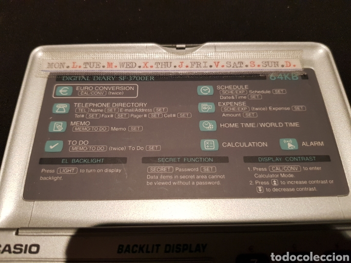 Segunda mano: Digital Diary Casio SF-3700ER 64KB. Backlit display. Agenda digital - Foto 5