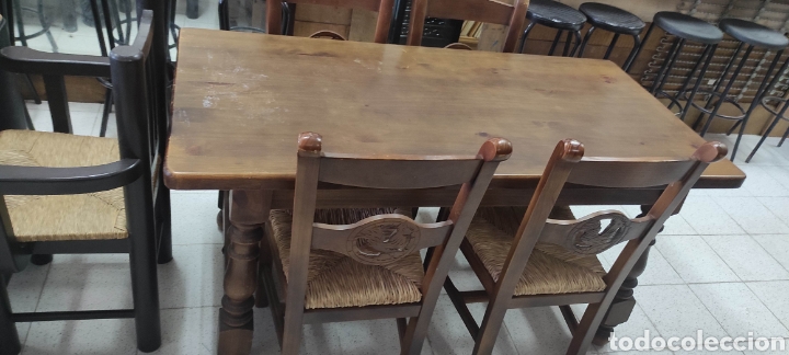 comedor de madera con mesa con forja y 4 sillas - Compra venta en  todocoleccion