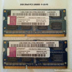 Segunda Mano: MODULOS DE MEMORIA RAM 2GB 2RX8 PC3 10600S 9-10-F0 KINGSTON 4GB TOTAL. Lote 302352738