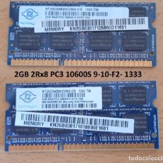 Segunda Mano: MODULOS DE MEMORIA RAM X2 2GB 2RX8 PC3 10600S 9-10-F2- 1333 NANYA TOTAL 4GB. Lote 302354048