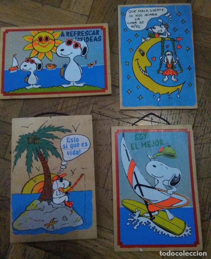 Segunda mano: 4 cuadritos Snoopy de madera - Foto 1