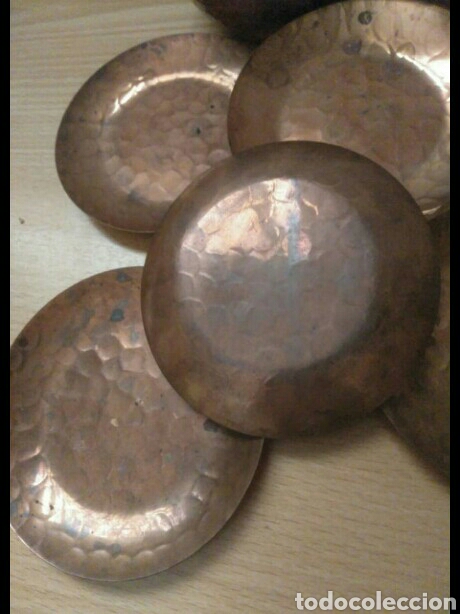 Segunda mano: 6 Platitos de cobre con azucarera - Foto 5