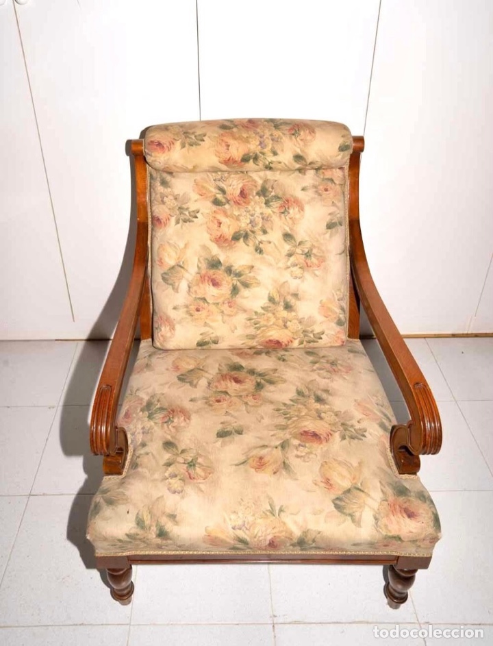Segunda mano: Sill&oacute;n de madera tapizado - Foto 3