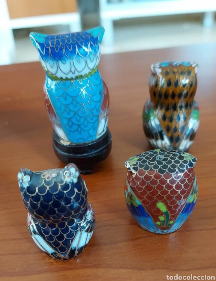 Segunda mano: Buhos Cloisonne Impecables - Foto 3