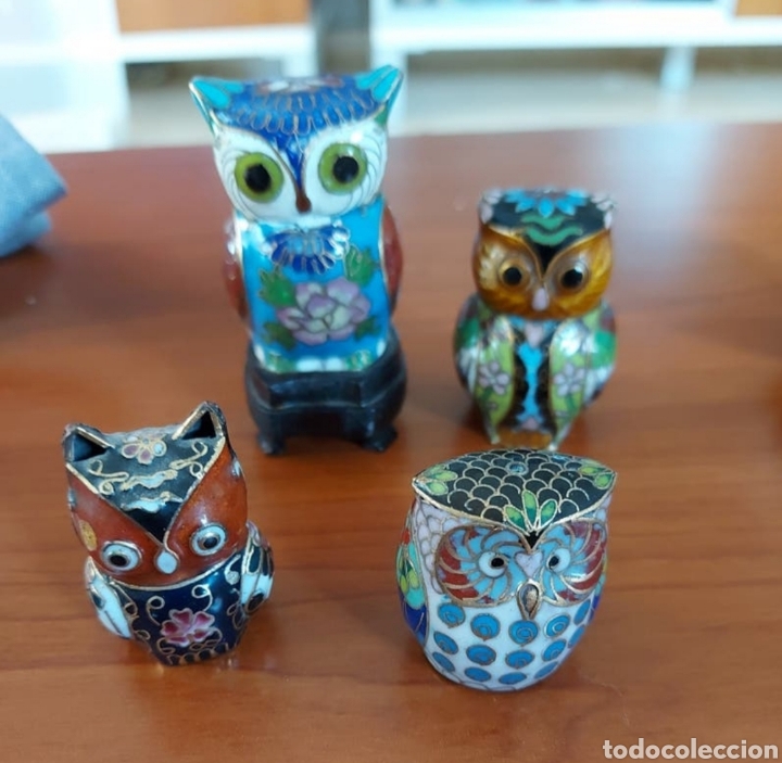 Segunda mano: Buhos Cloisonne Impecables - Foto 1