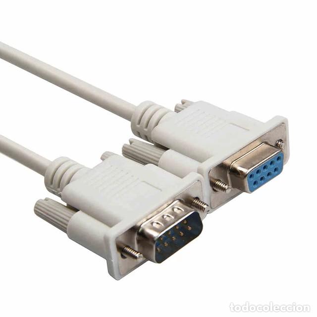 Segunda M&atilde;o: CABLE DE EXTENSI&Oacute;N DE PUERTO SERIE DB9 COM, 2 FILAS, 9 PINES, RS232, MACHO/HEMBRA - BLANCO.