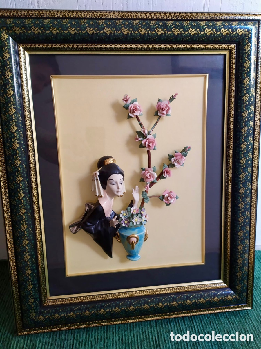 Segunda mano: 2 cuadros en relieve con geisha y cerezos en flor - Foto 8