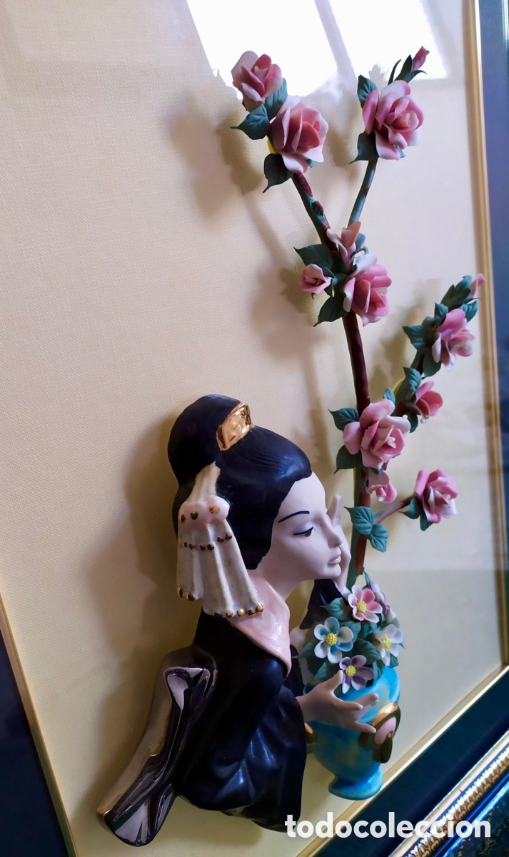 Segunda mano: 2 cuadros en relieve con geisha y cerezos en flor - Foto 11