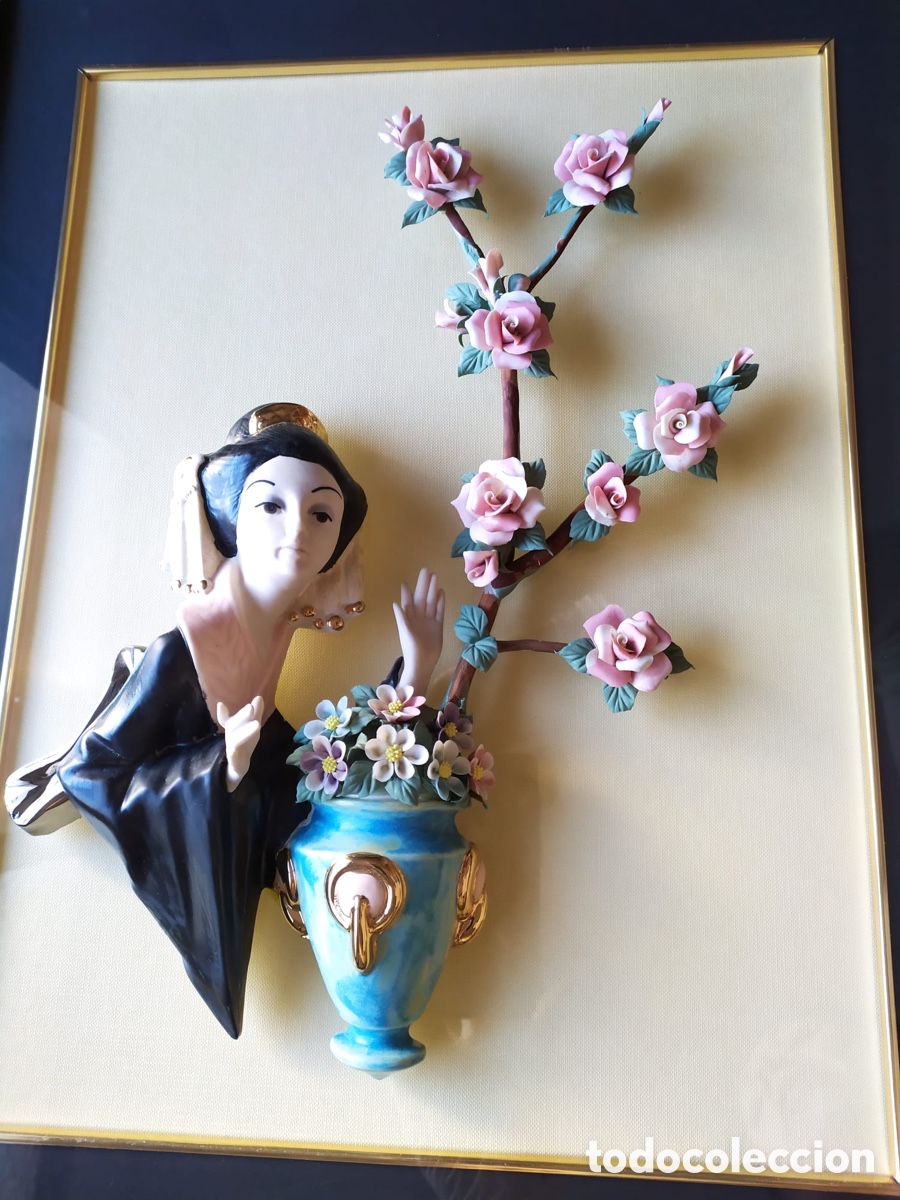 Segunda mano: Cuadro en relieve con geisha y cerezo en flor - Foto 2
