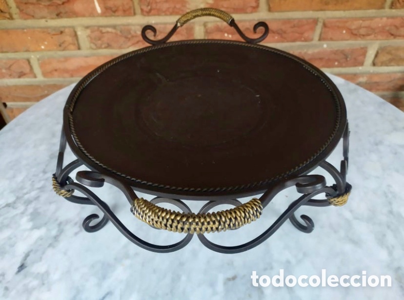 Segunda mano: Bandeja/centro de mesa de metal negro con patas - Foto 7