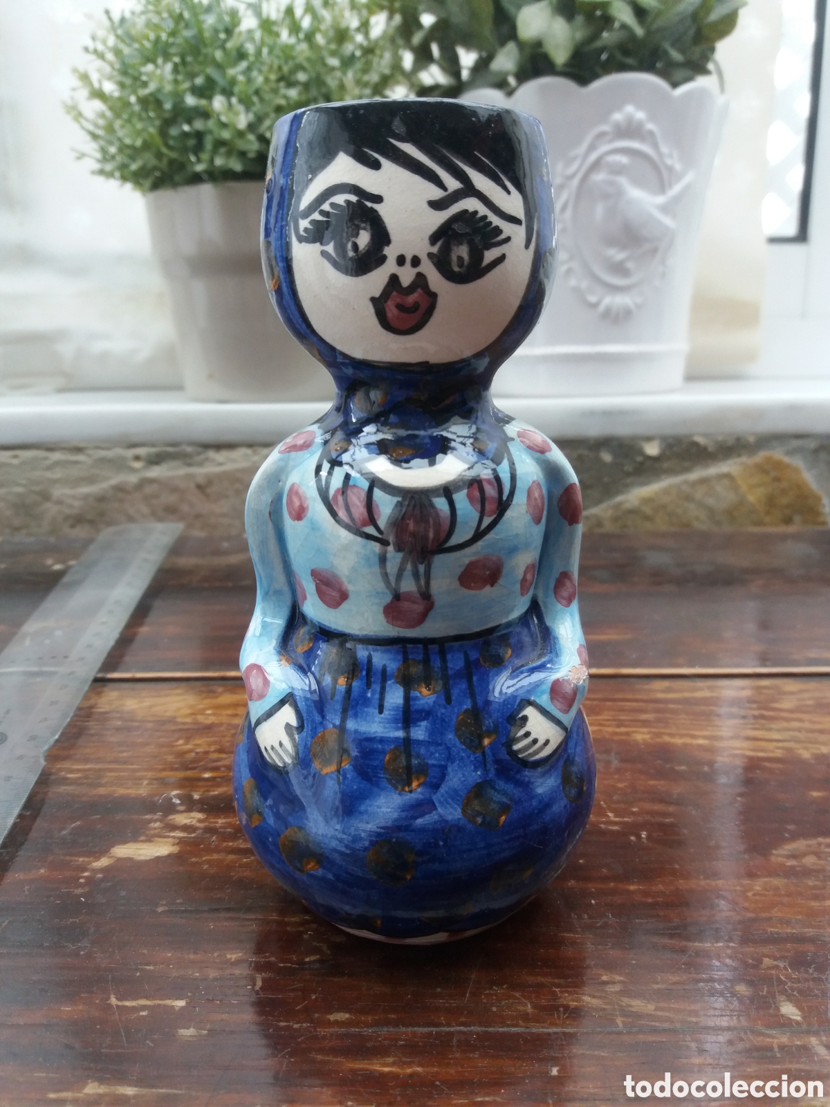 Segunda mano: Figura de ceramica vidriada vaso - Foto 1