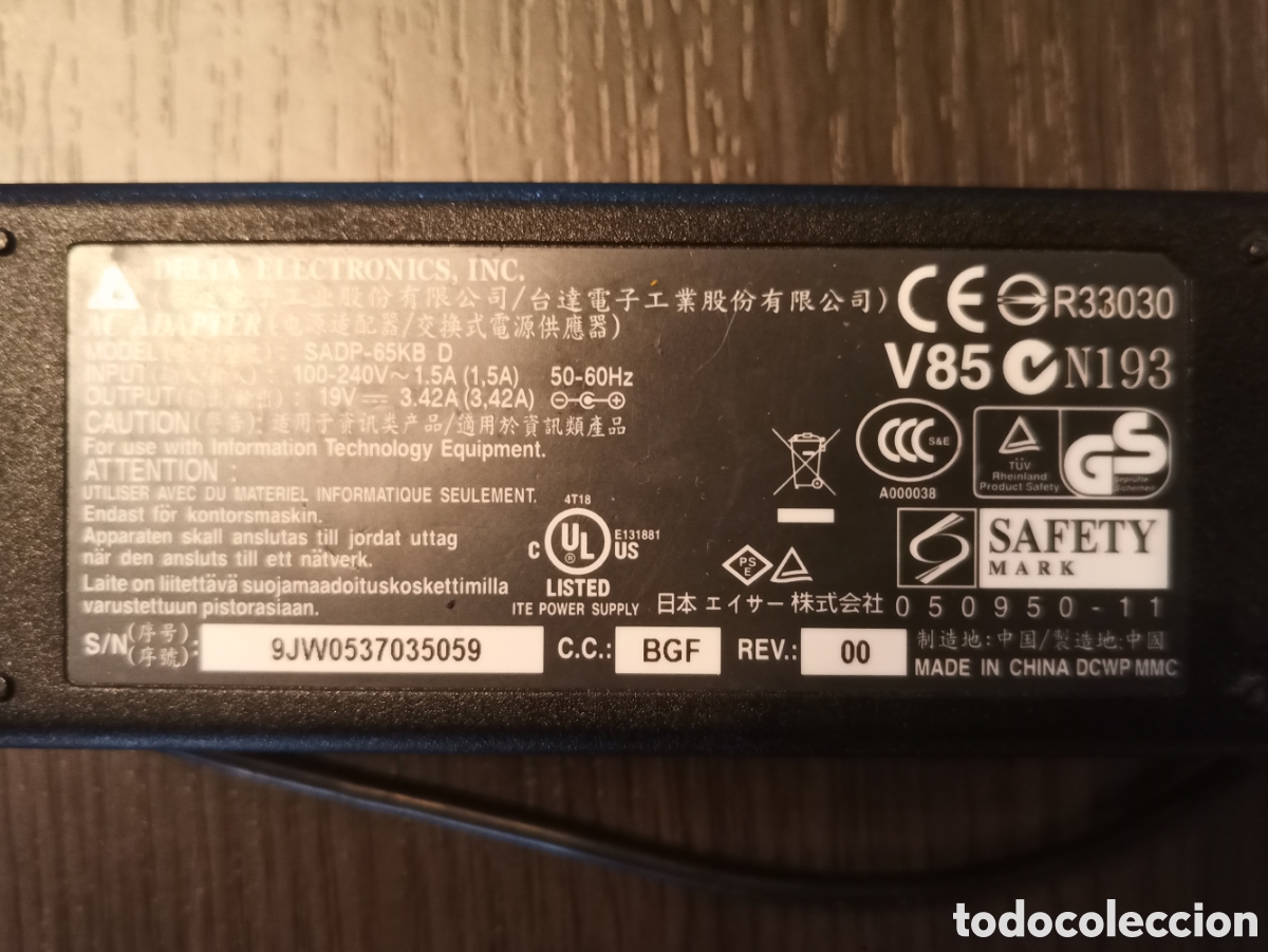 Segunda mano: Cargador / Adaptador / Transformador DELTA ELECTRONICS (19V) - Foto 3