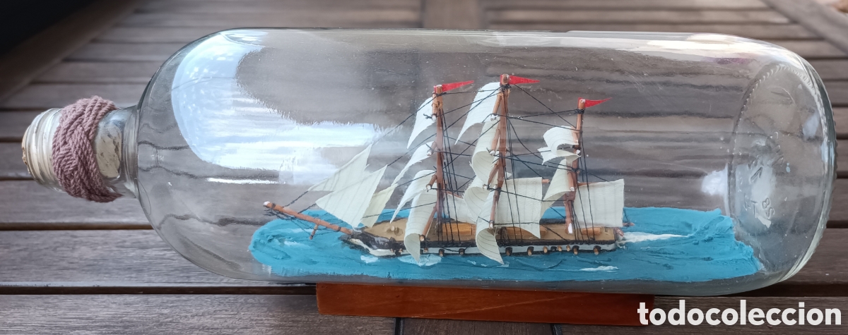 Segunda mano: Barco en botella. Fregatten Jylland. 25 cm largo - Foto 2