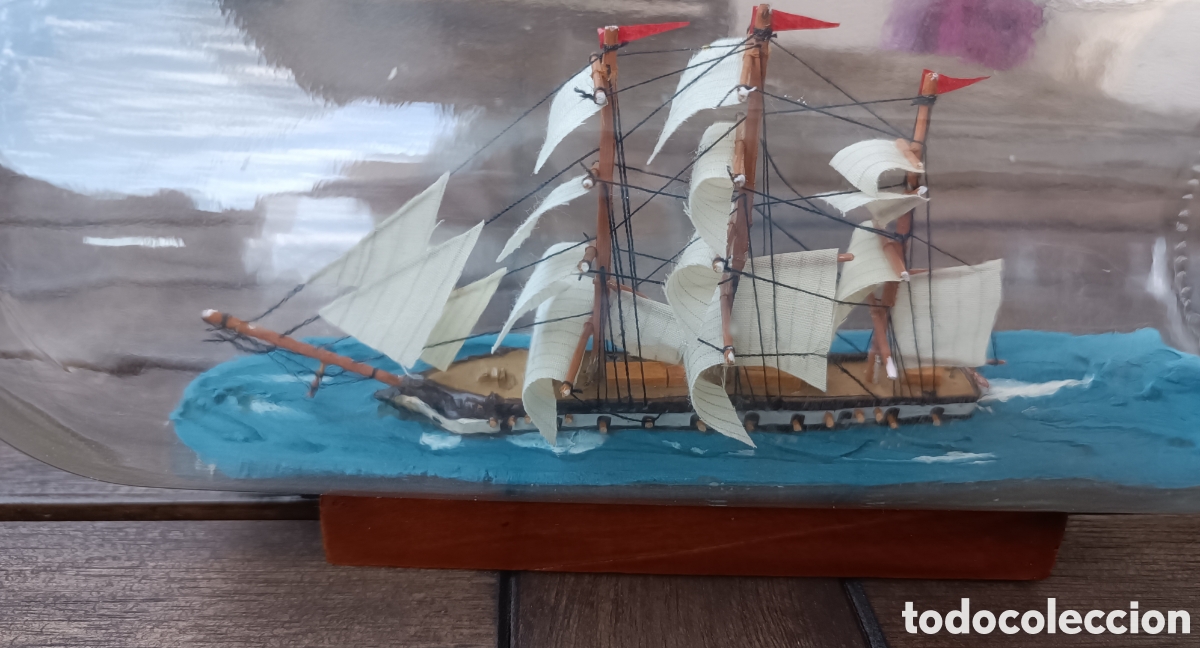 Segunda mano: Barco en botella. Fregatten Jylland. 25 cm largo - Foto 4