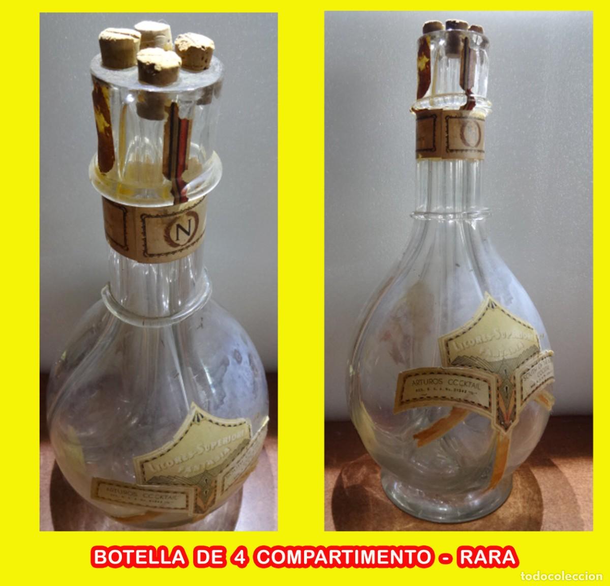 Segunda mano: ANTIGUA BOTELLA CRISTAL CON 4 COMPARTIMENTOS - Foto 1