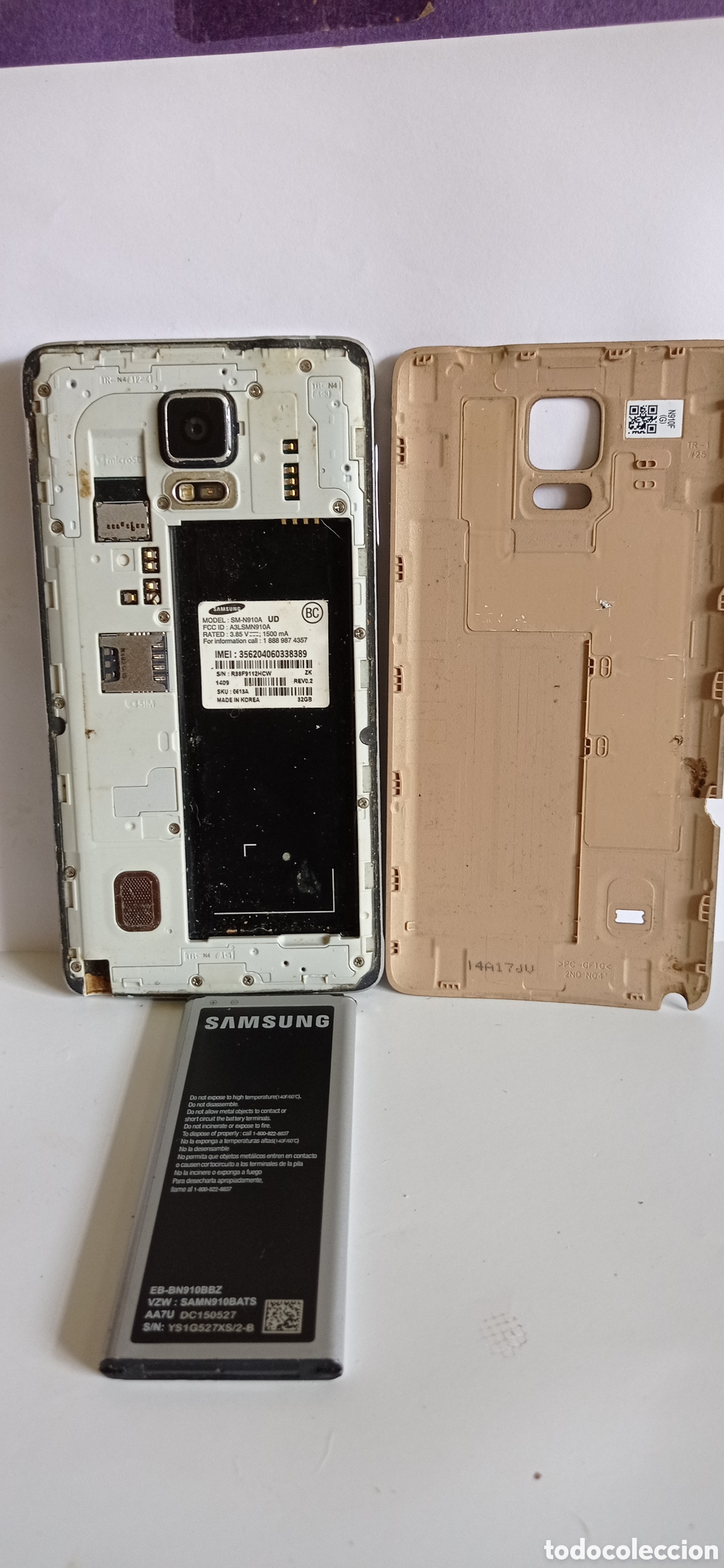 Segunda mano: TELEFONO MOVIL / SANSUNG NOTE - 4 / AVERIADO / MOD: SM - N 910A - Foto 3