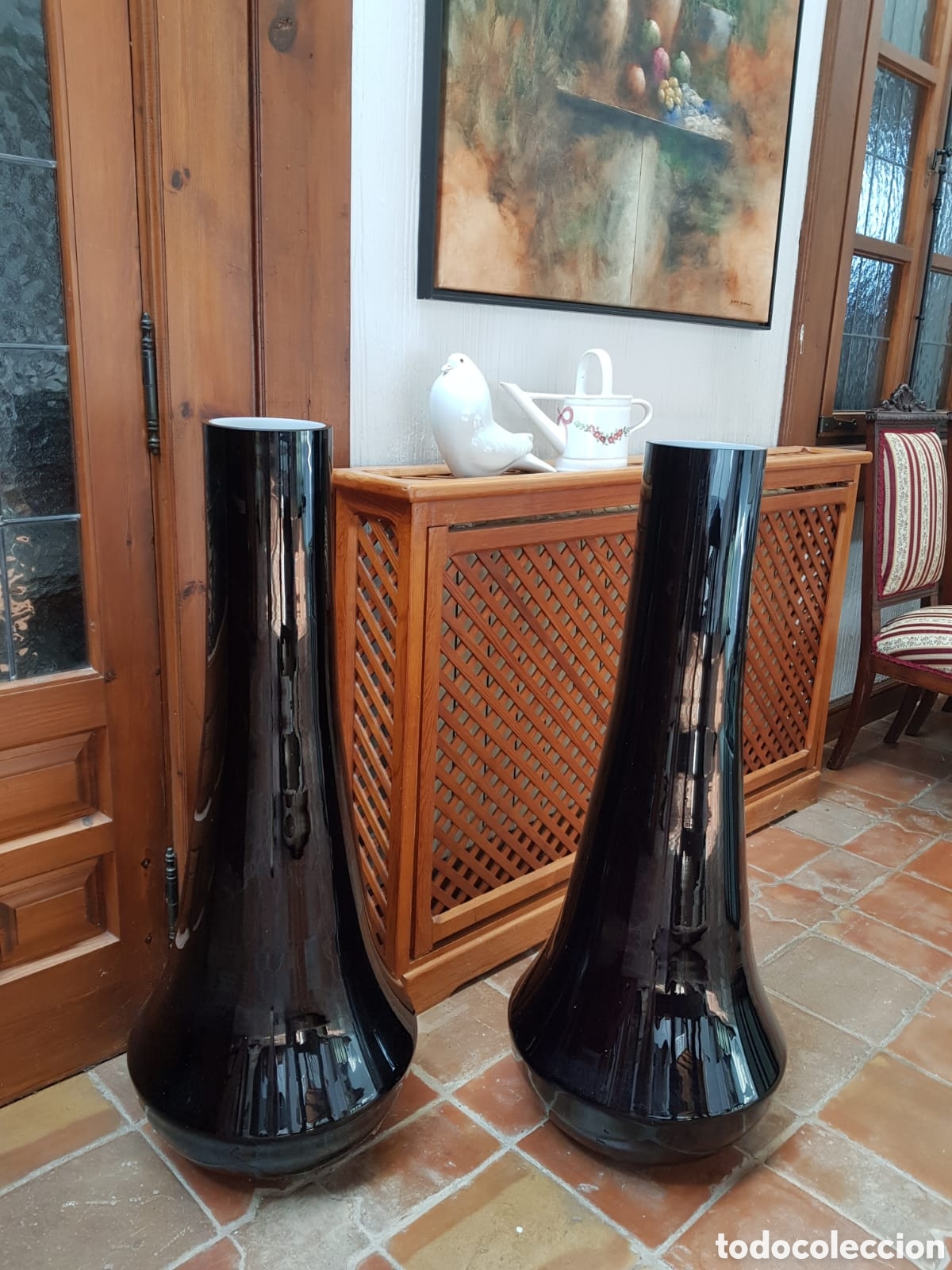 Segunda mano: Conjunto 4 jarrones opalina. 120cm. Negro cromado - Foto 8