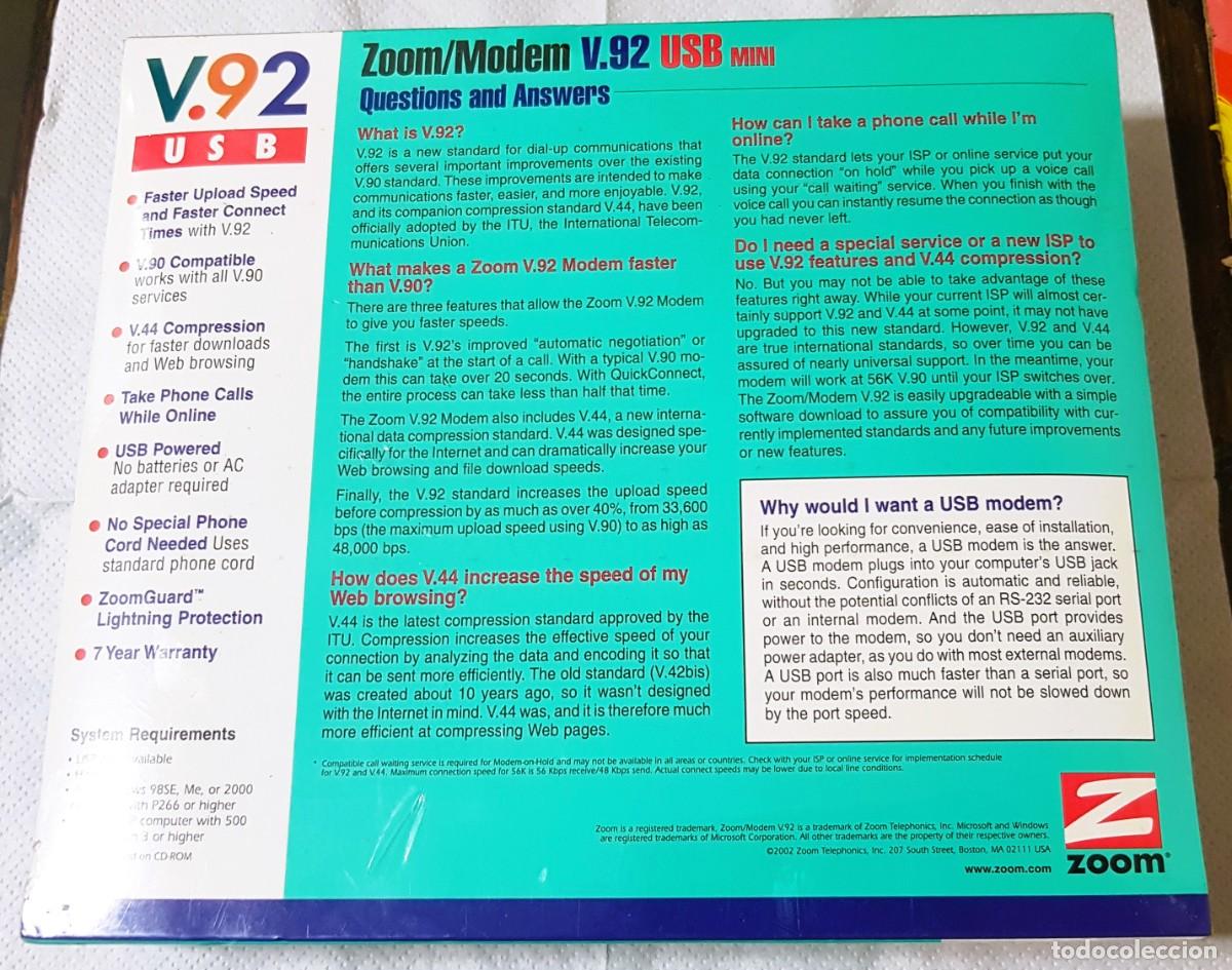 Segunda mano: ZOOM/MODEM V92 MODEL 3090/56K -PRECINTADO/A ESTRENAR- - Foto 5