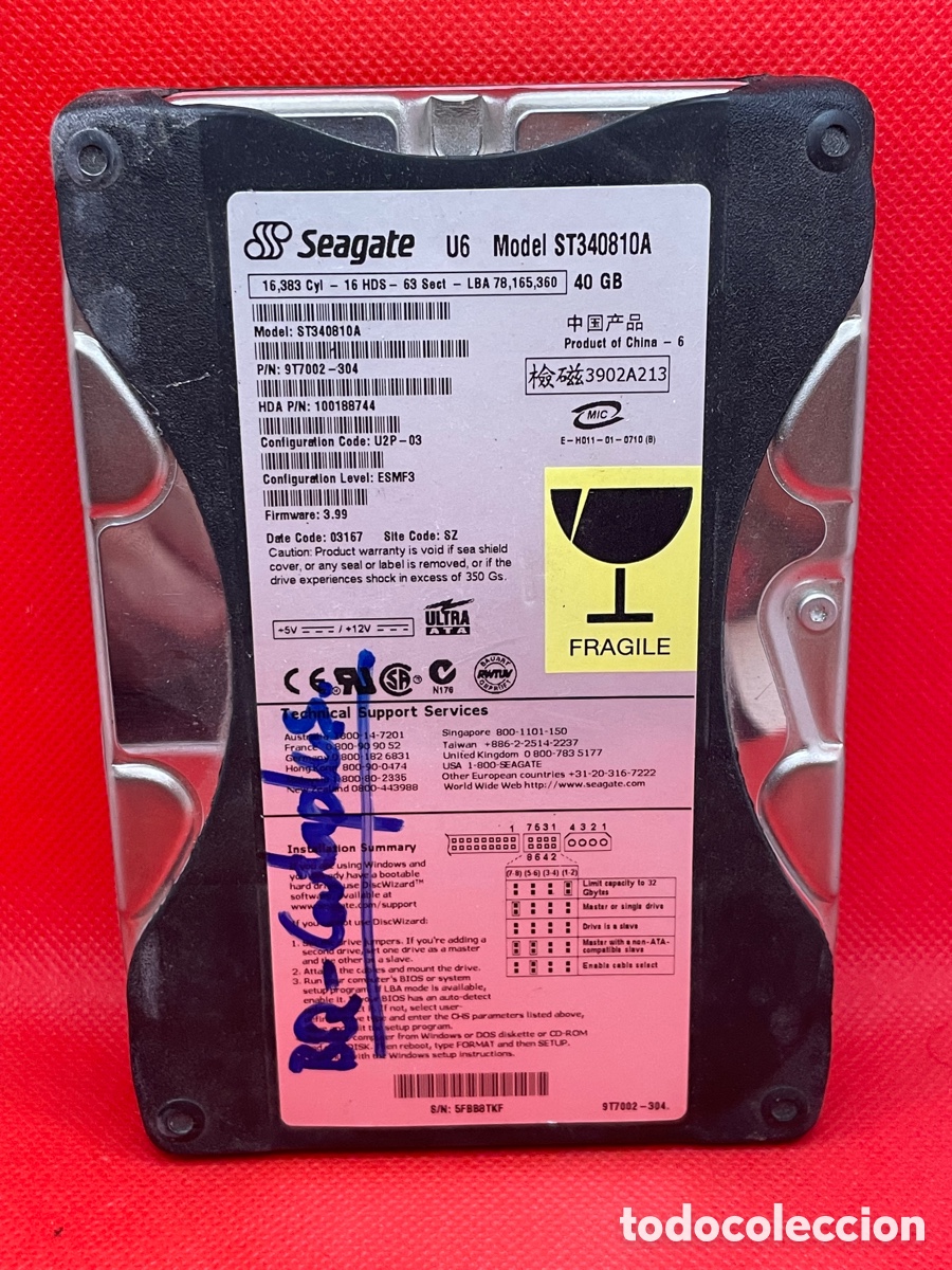 Segunda mano: Disco rigido Seagate IDE ST34010A da 3,5&rdquo; da 40 GB - Foto 1