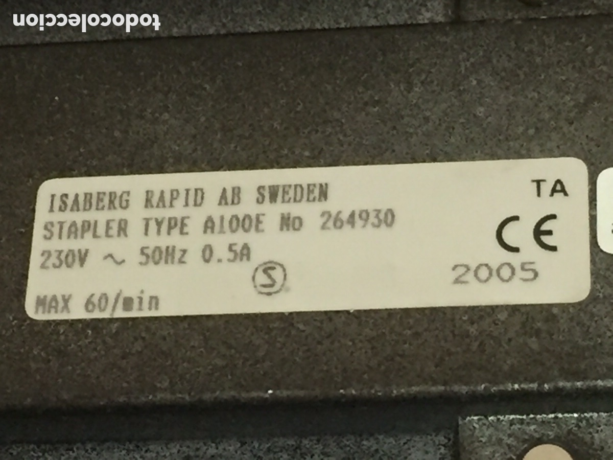 Segunda mano: GRAPADORA EL&Eacute;CTRICA ISABERG RAPID SWEDEN TYPE A100E - Foto 10