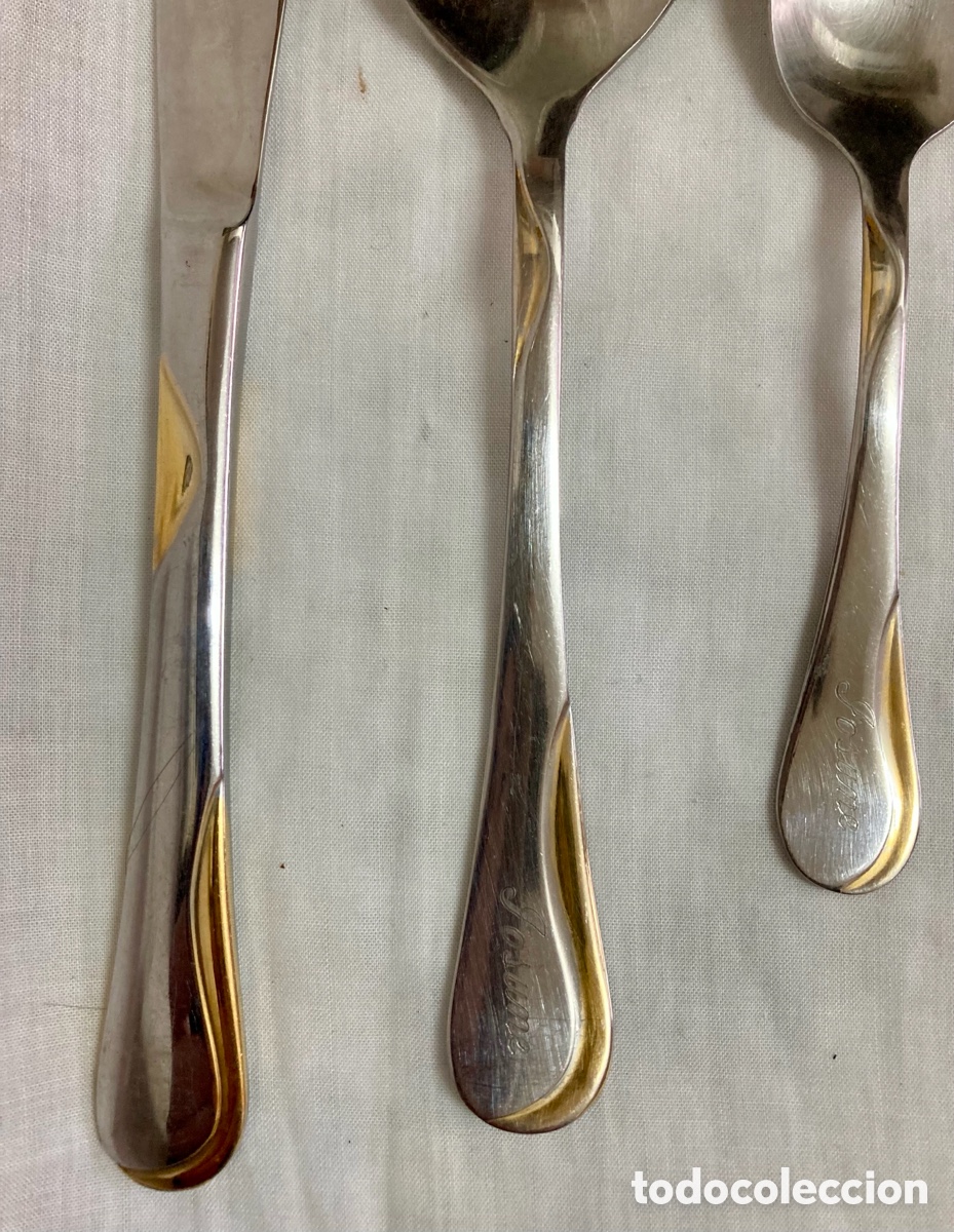 Segunda mano: CUBIERTOS ACERO Y ORO COMO NUEVOS SIN USO - Foto 2