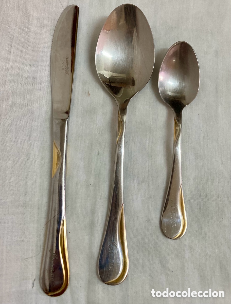 Segunda mano: CUBIERTOS ACERO Y ORO COMO NUEVOS SIN USO - Foto 7