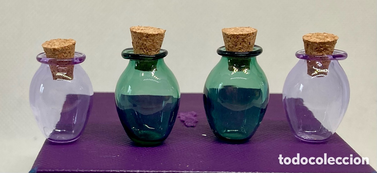 Segunda mano: 4 FRASCOS DE CRISTAL DE COLORES - Foto 4