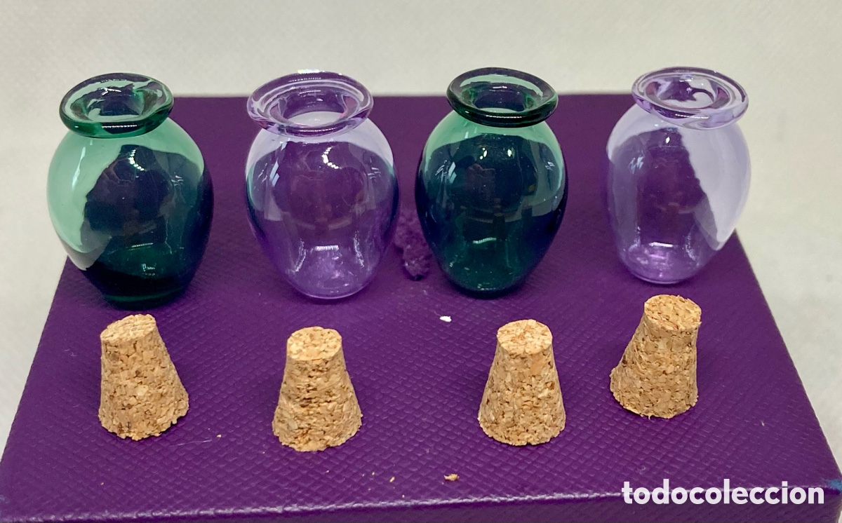 Segunda mano: 4 FRASCOS DE CRISTAL DE COLORES - Foto 6
