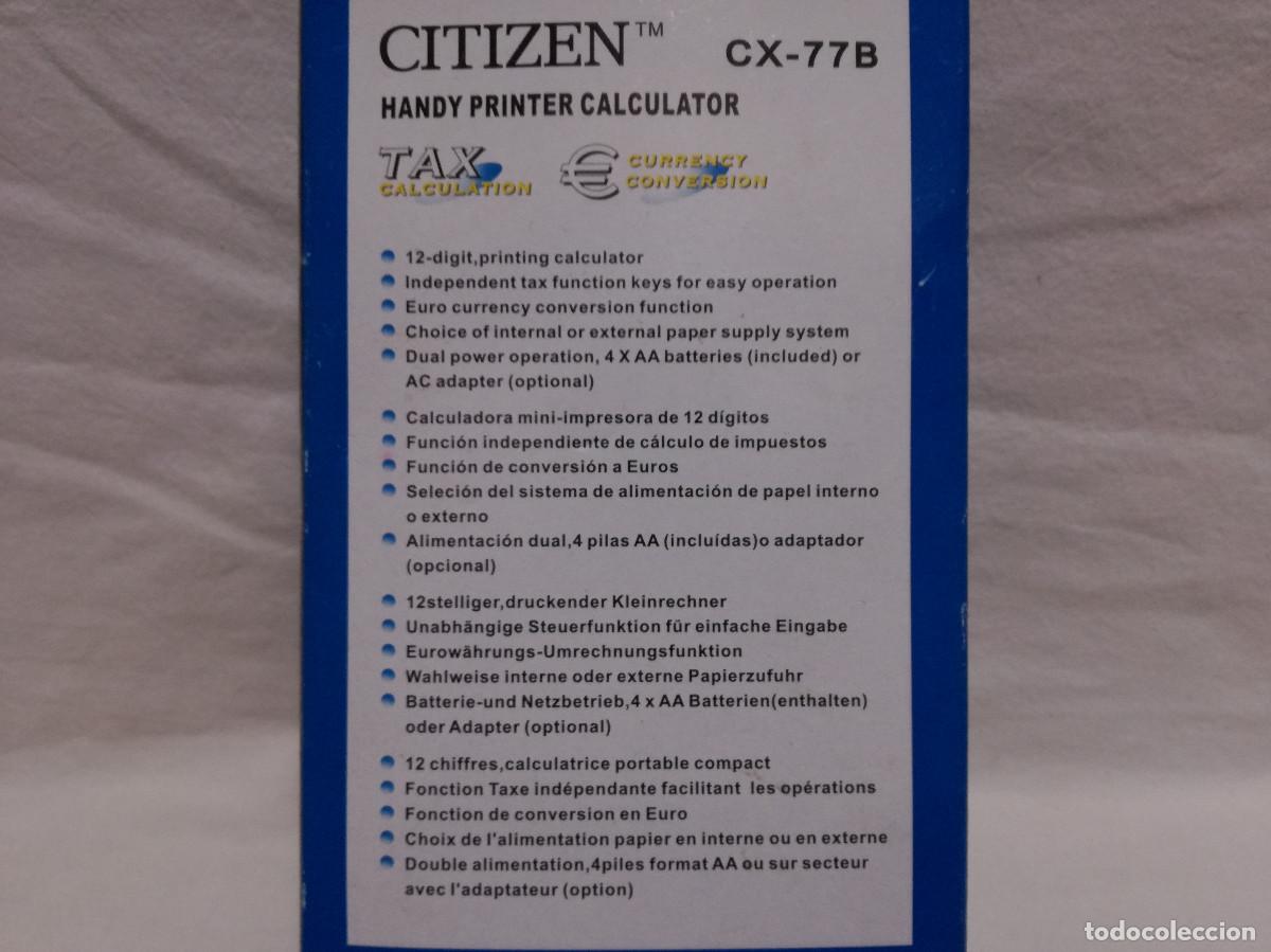 Segunda mano: CALCULADORA CON IMPRESORA CITIZEN CX-77B (FUNCIONA) - Foto 6