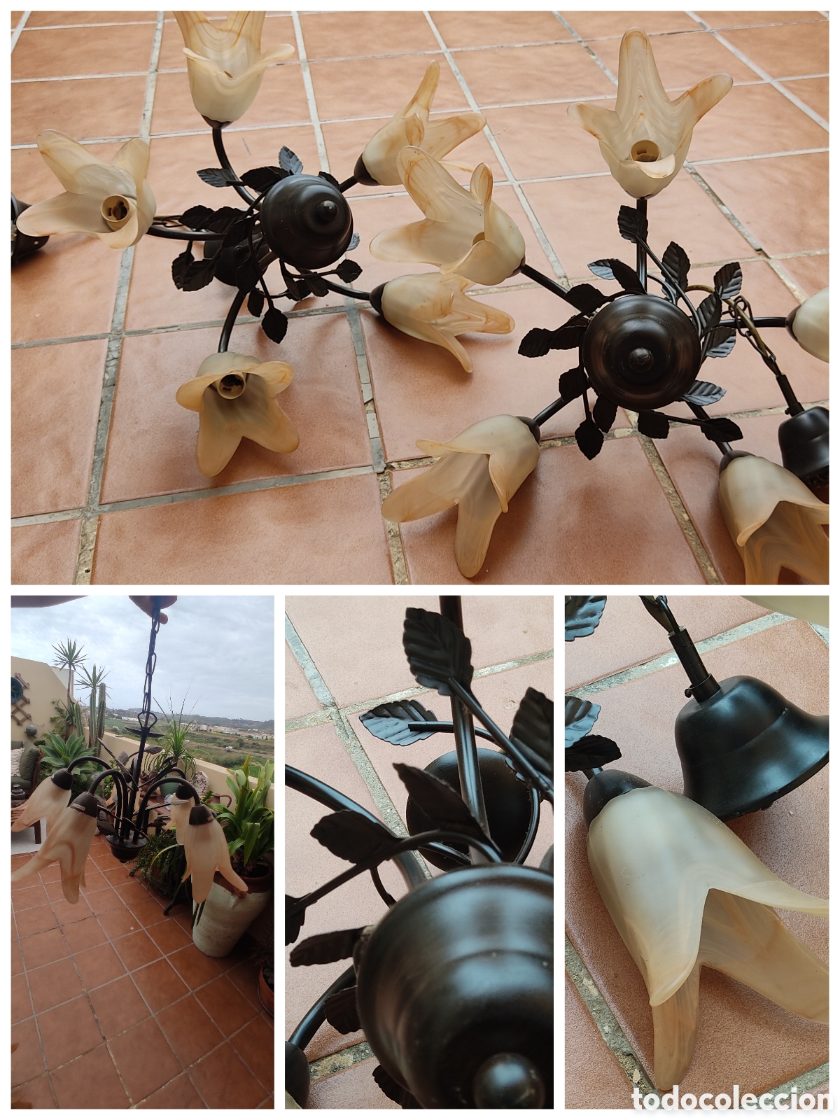 Segunda mano: 2 lamparas de techo hojas y flores - Foto 1