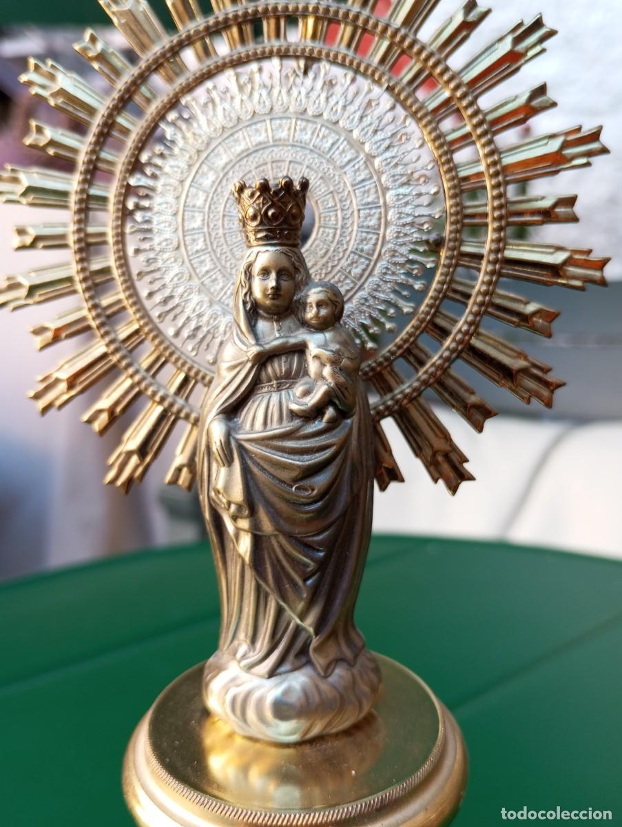 Segunda mano: VIRGEN DEL PILAR CON PEANA DE MARMOL, 27 CM - Foto 2