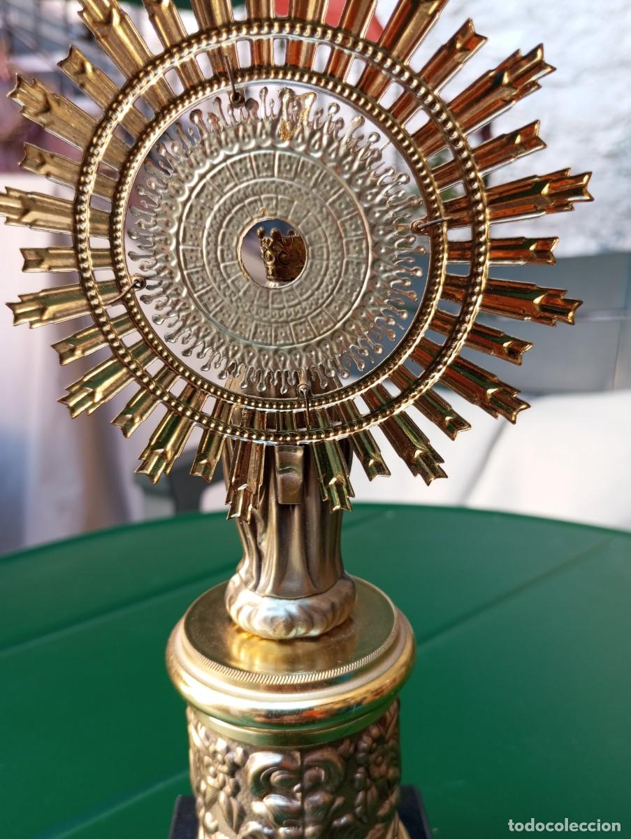 Segunda mano: VIRGEN DEL PILAR CON PEANA DE MARMOL, 27 CM - Foto 3